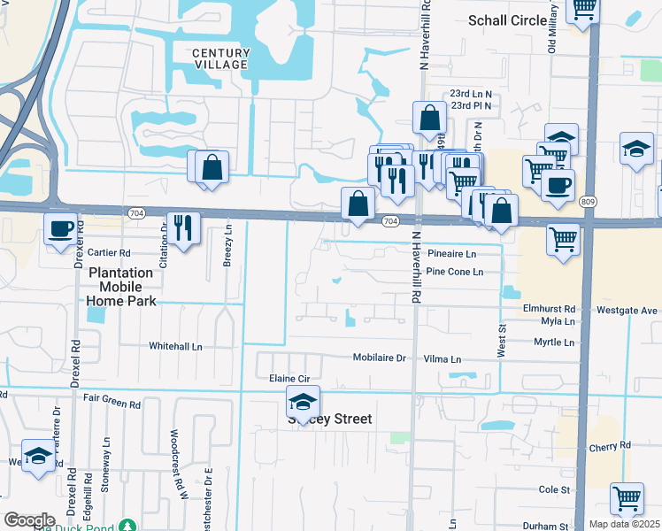 map of restaurants, bars, coffee shops, grocery stores, and more near 1796 My Place Lane in West Palm Beach