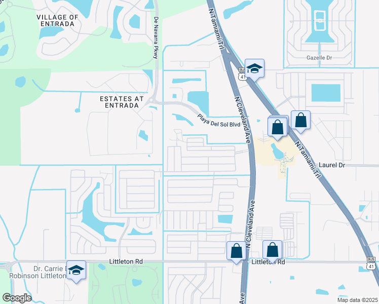 map of restaurants, bars, coffee shops, grocery stores, and more near 25 Galaxy Way in North Fort Myers
