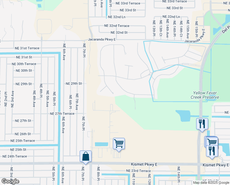 map of restaurants, bars, coffee shops, grocery stores, and more near 2537 Deerfield Lake Court in Cape Coral