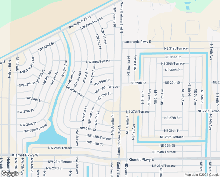 map of restaurants, bars, coffee shops, grocery stores, and more near 18 Northwest 28th Terrace in Cape Coral