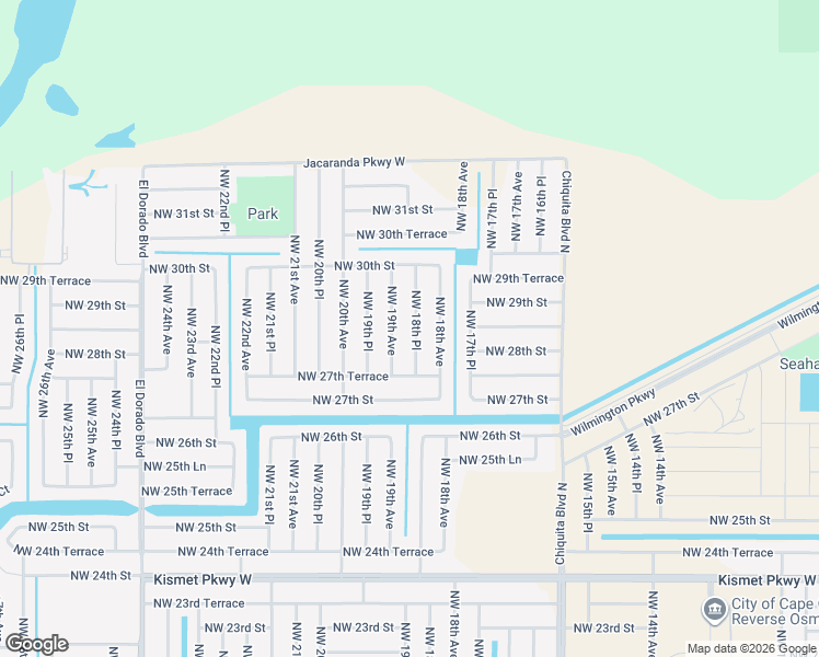 map of restaurants, bars, coffee shops, grocery stores, and more near 2825 Northwest 19th Avenue in Cape Coral