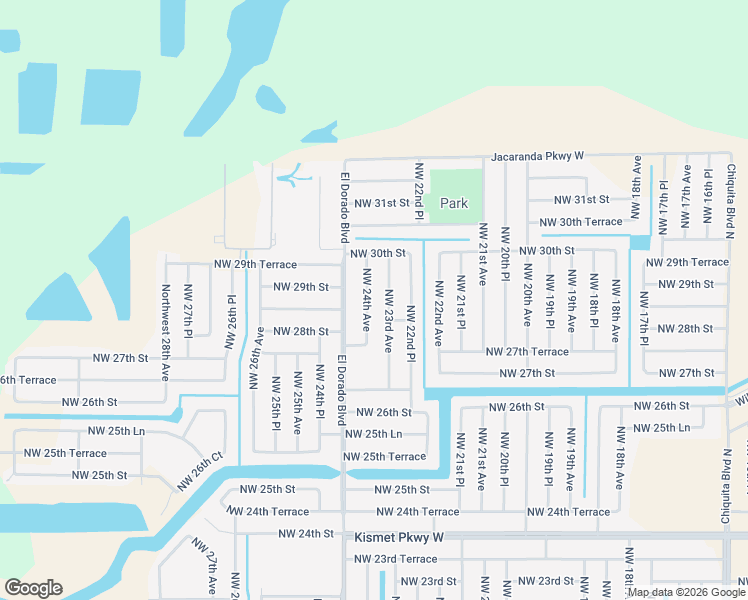 map of restaurants, bars, coffee shops, grocery stores, and more near 2829 Northwest 24th Avenue in Cape Coral