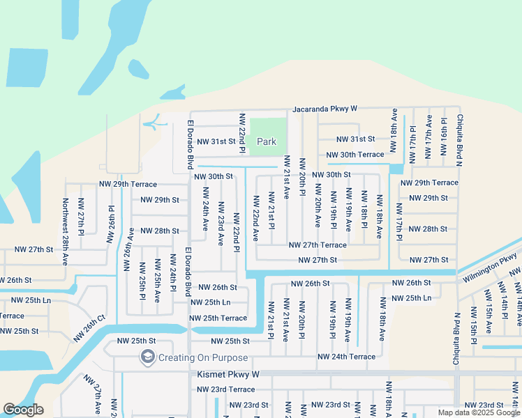 map of restaurants, bars, coffee shops, grocery stores, and more near 2829 Northwest 22nd Avenue in Cape Coral