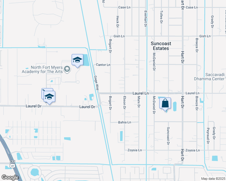 map of restaurants, bars, coffee shops, grocery stores, and more near 2008 Laurel Lane in North Fort Myers