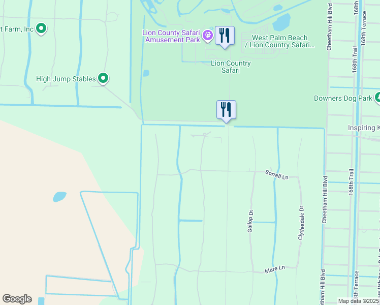map of restaurants, bars, coffee shops, grocery stores, and more near 1835 Stallion Drive in Loxahatchee