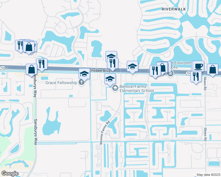 map of restaurants, bars, coffee shops, grocery stores, and more near 1765 Benoist Farms Road in West Palm Beach