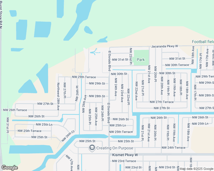 map of restaurants, bars, coffee shops, grocery stores, and more near 2831 El Dorado Boulevard North in Cape Coral