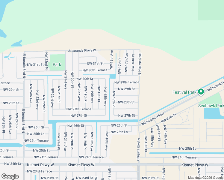 map of restaurants, bars, coffee shops, grocery stores, and more near 2825 Northwest 18th Place in Cape Coral