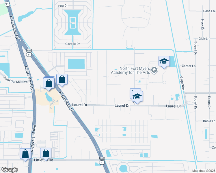 map of restaurants, bars, coffee shops, grocery stores, and more near 2757 North 2nd Street in North Fort Myers