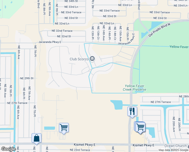 map of restaurants, bars, coffee shops, grocery stores, and more near 2505 Sawgrass Lake Court in Cape Coral