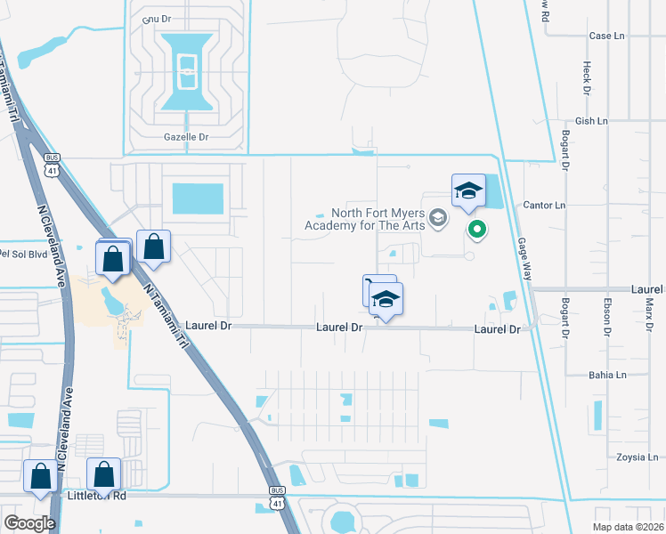 map of restaurants, bars, coffee shops, grocery stores, and more near 4234 Pine Drop Lane in North Fort Myers
