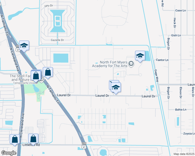 map of restaurants, bars, coffee shops, grocery stores, and more near 4202 Pine Drop Lane in North Fort Myers