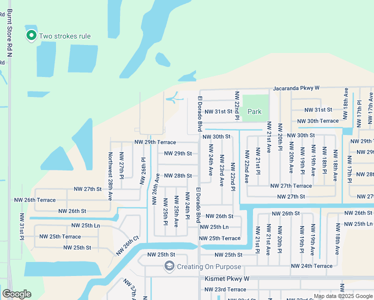 map of restaurants, bars, coffee shops, grocery stores, and more near 2419 Northwest 29th Terrace in Cape Coral
