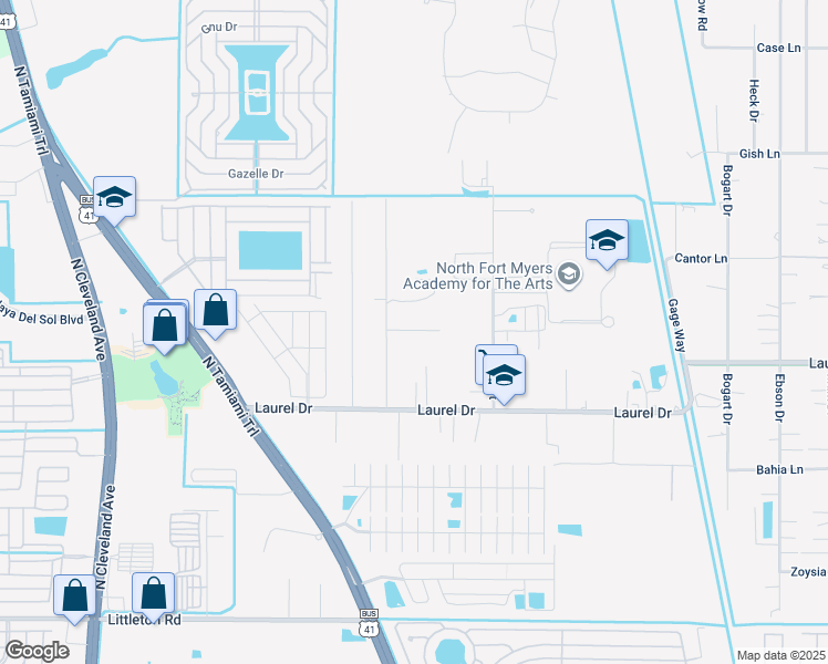 map of restaurants, bars, coffee shops, grocery stores, and more near 4183 Pine Drop Lane in North Fort Myers