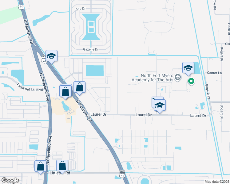 map of restaurants, bars, coffee shops, grocery stores, and more near 2825 Winona Drive in North Fort Myers