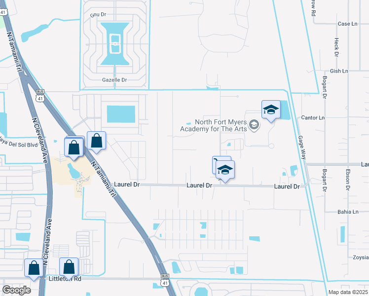 map of restaurants, bars, coffee shops, grocery stores, and more near 4169 Pine Drop Lane in North Fort Myers