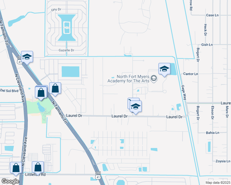 map of restaurants, bars, coffee shops, grocery stores, and more near 4217 Pine Drop Lane in North Fort Myers