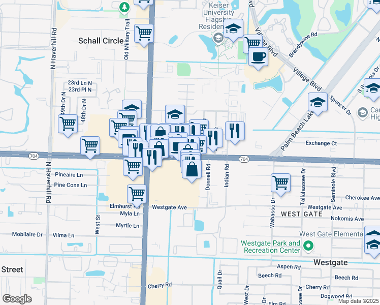 map of restaurants, bars, coffee shops, grocery stores, and more near 4275 Biscayne Boulevard in West Palm Beach
