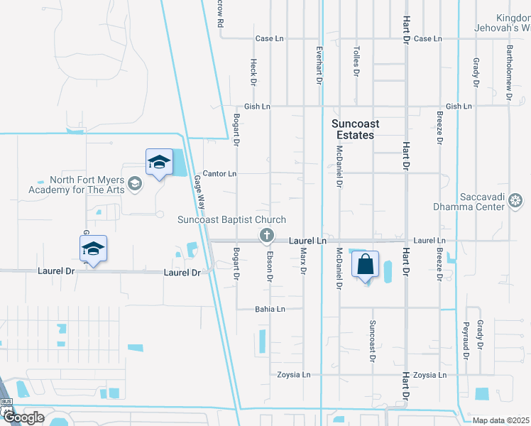 map of restaurants, bars, coffee shops, grocery stores, and more near 7852 Ebson Drive in North Fort Myers