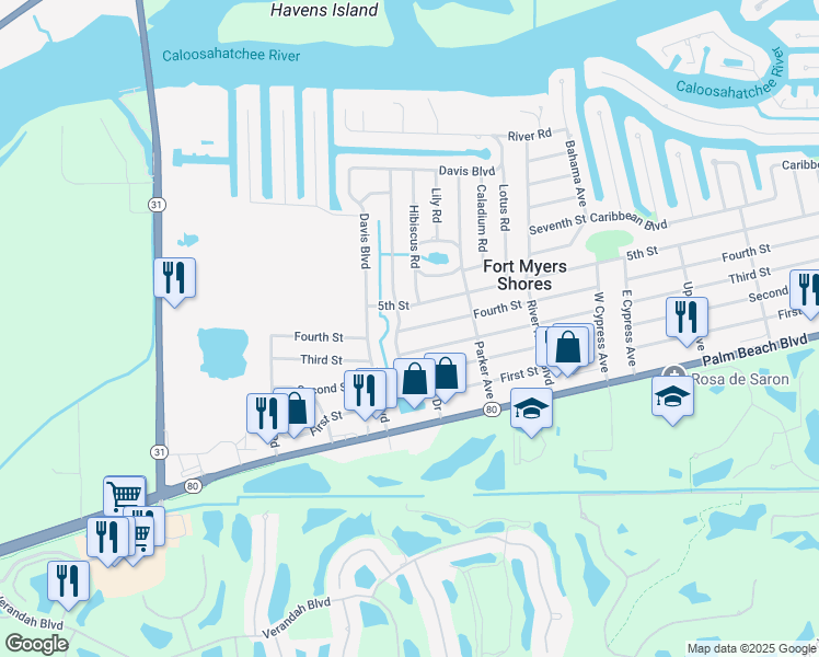 map of restaurants, bars, coffee shops, grocery stores, and more near 12616 Fourth Street in Fort Myers