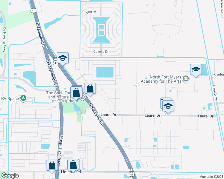 map of restaurants, bars, coffee shops, grocery stores, and more near 3350 Wedgewood Drive in North Fort Myers
