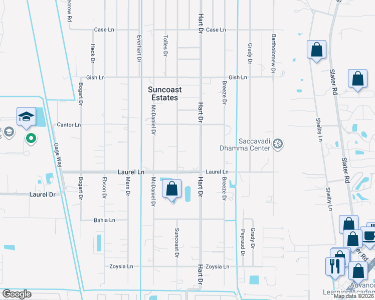 map of restaurants, bars, coffee shops, grocery stores, and more near 7847 Suncoast Drive in North Fort Myers
