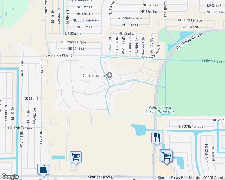 map of restaurants, bars, coffee shops, grocery stores, and more near 2542 Sawgrass Lake Court in Cape Coral