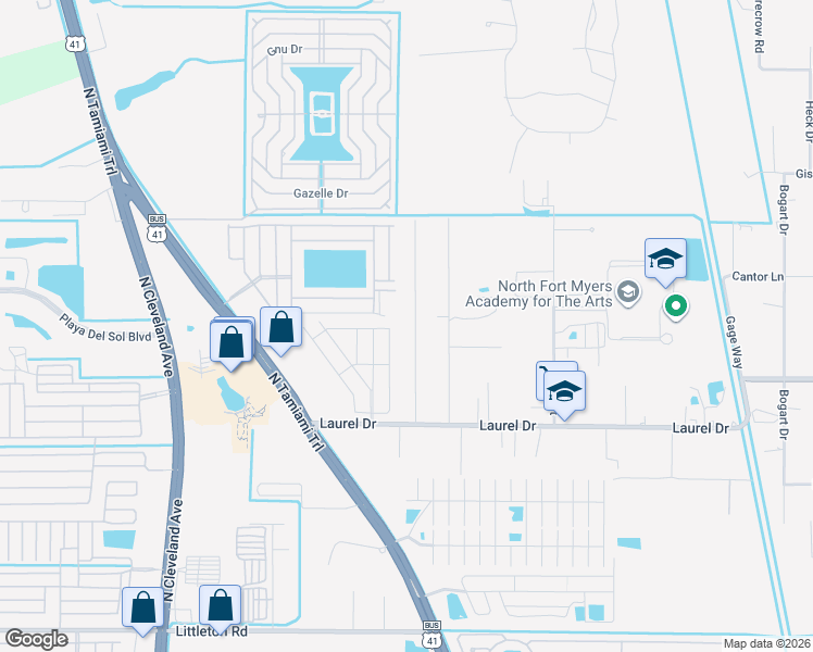 map of restaurants, bars, coffee shops, grocery stores, and more near 2825 Winona Drive in North Fort Myers
