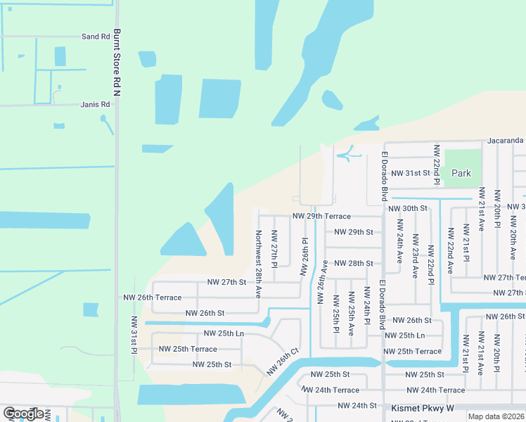map of restaurants, bars, coffee shops, grocery stores, and more near 2727 Northwest 29th Terrace in Cape Coral