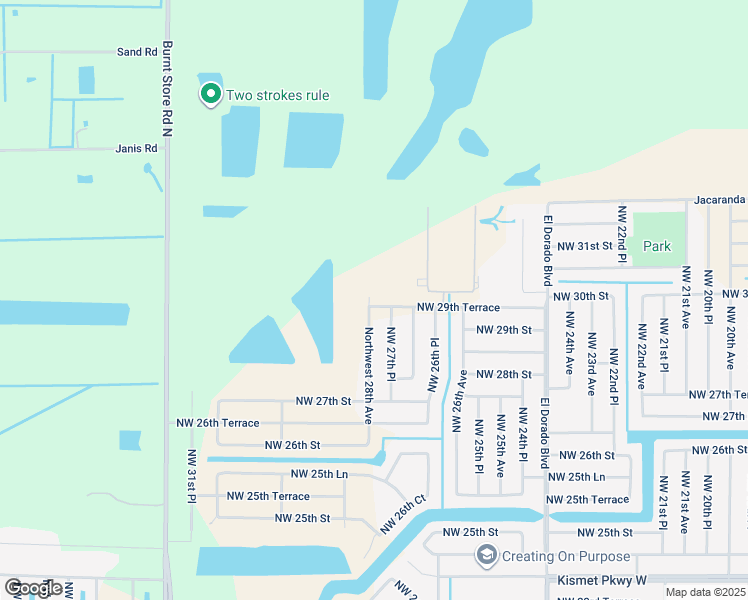 map of restaurants, bars, coffee shops, grocery stores, and more near 2727 Northwest 29th Terrace in Cape Coral
