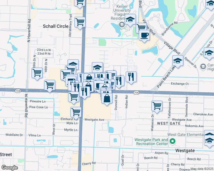 map of restaurants, bars, coffee shops, grocery stores, and more near 4275 Biscayne Boulevard in West Palm Beach