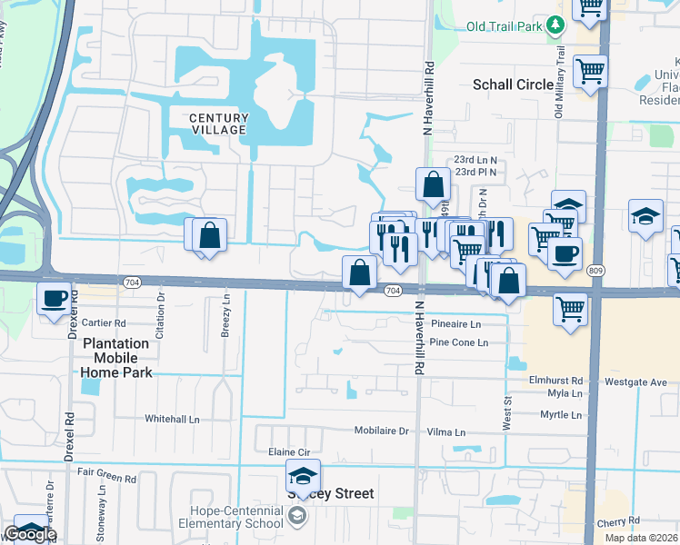 map of restaurants, bars, coffee shops, grocery stores, and more near 5085 Okeechobee Boulevard in West Palm Beach