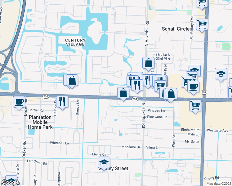 map of restaurants, bars, coffee shops, grocery stores, and more near 139 Southampton B in West Palm Beach