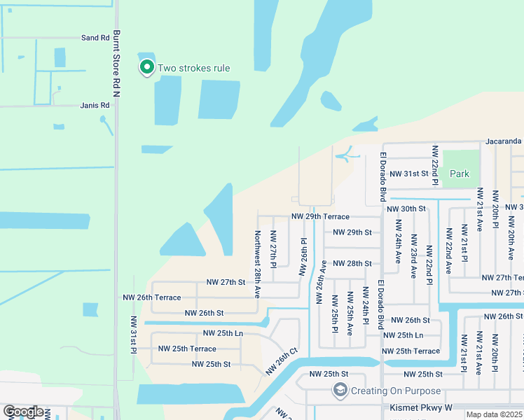 map of restaurants, bars, coffee shops, grocery stores, and more near 2727 Northwest 29th Terrace in Cape Coral