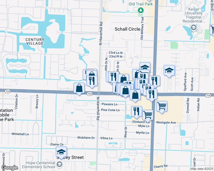 map of restaurants, bars, coffee shops, grocery stores, and more near 4869 Okeechobee Blvd in West Palm Beach