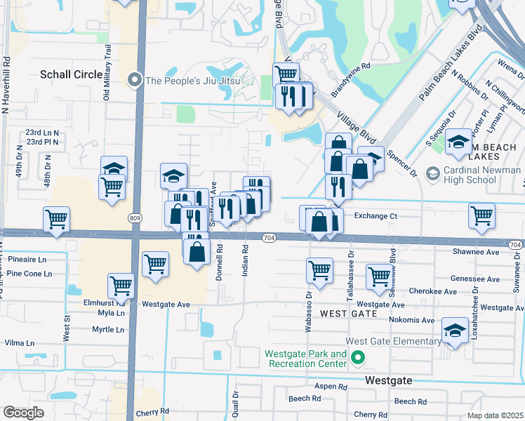 map of restaurants, bars, coffee shops, grocery stores, and more near in West Palm Beach