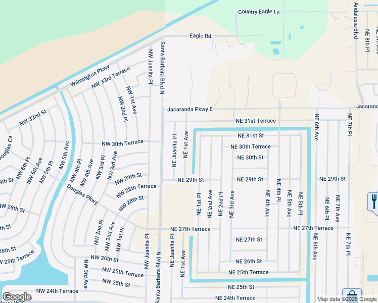 map of restaurants, bars, coffee shops, grocery stores, and more near 3020 Northeast 1st Avenue in Cape Coral
