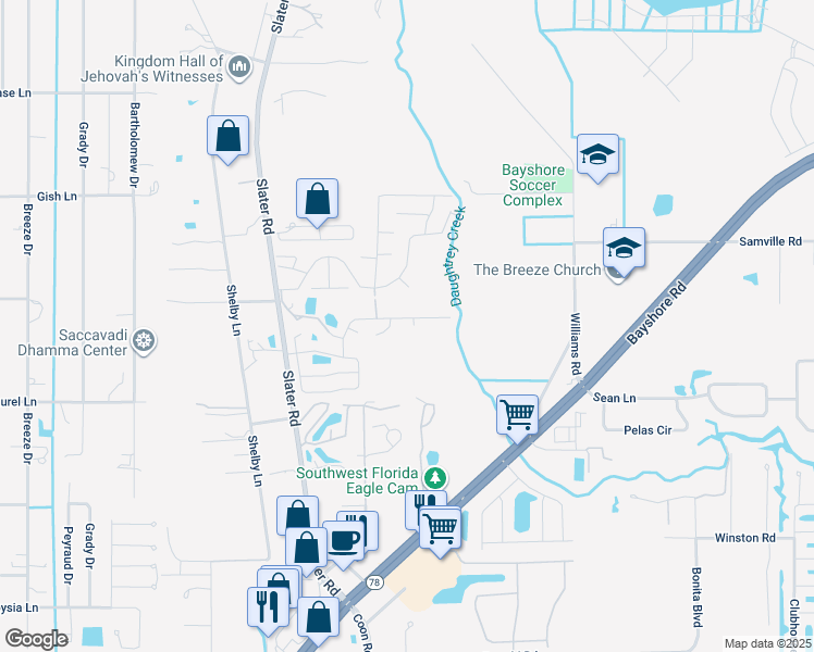 map of restaurants, bars, coffee shops, grocery stores, and more near 6621 Hidden Oaks Drive in North Fort Myers