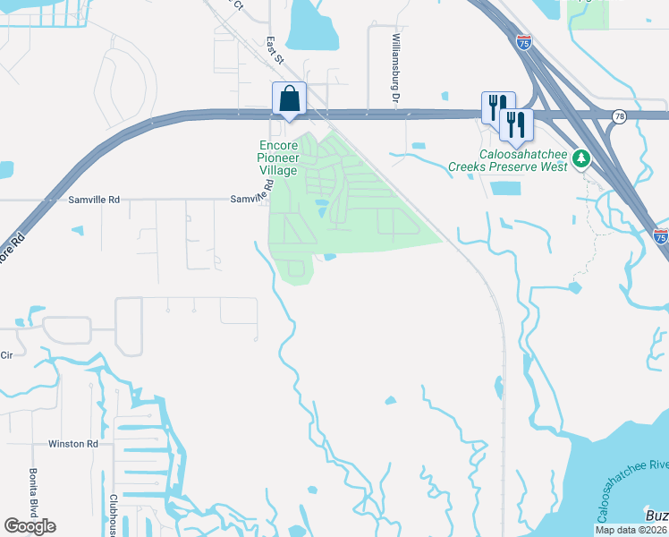 map of restaurants, bars, coffee shops, grocery stores, and more near 16850 Church Drive in North Fort Myers