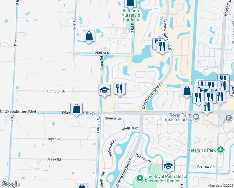 map of restaurants, bars, coffee shops, grocery stores, and more near 1603 Briar Oak Drive in Royal Palm Beach