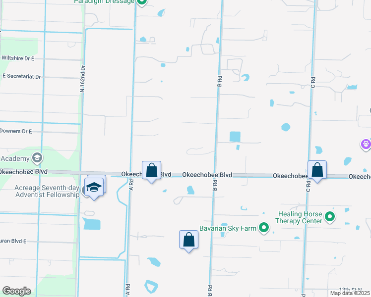 map of restaurants, bars, coffee shops, grocery stores, and more near 2141 B Road in Loxahatchee