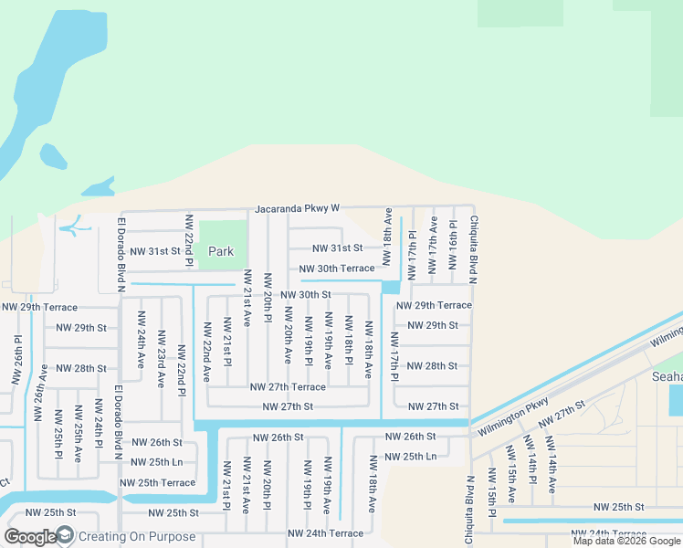 map of restaurants, bars, coffee shops, grocery stores, and more near 1832 Northwest 30th Terrace in Cape Coral
