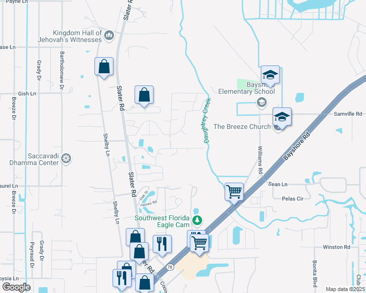 map of restaurants, bars, coffee shops, grocery stores, and more near 6621 Hidden Oaks Drive in North Fort Myers