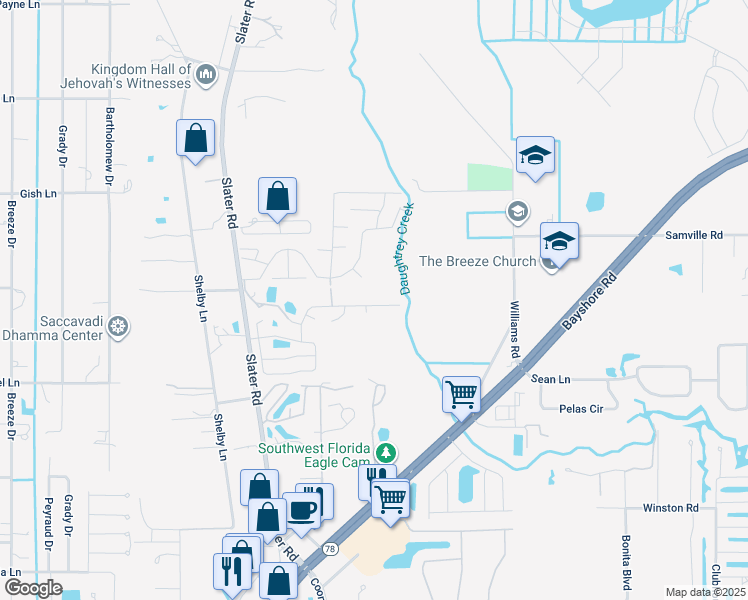 map of restaurants, bars, coffee shops, grocery stores, and more near 6621 Hidden Oaks Drive in North Fort Myers