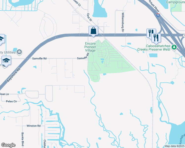 map of restaurants, bars, coffee shops, grocery stores, and more near 16820 Church Drive in North Fort Myers