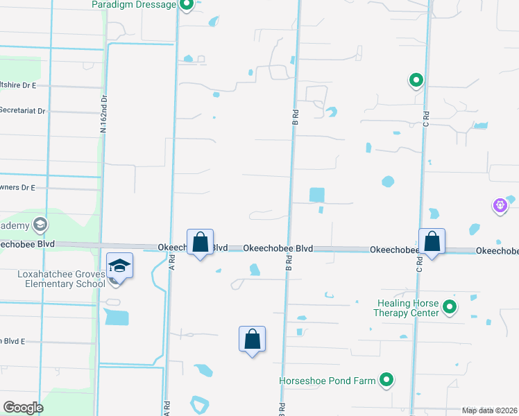 map of restaurants, bars, coffee shops, grocery stores, and more near 2141 B Road in Loxahatchee