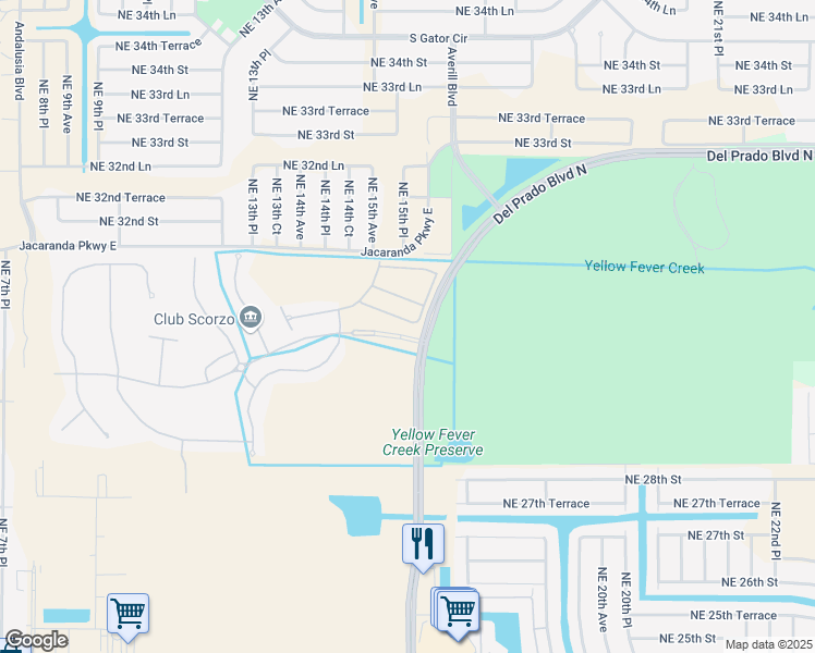 map of restaurants, bars, coffee shops, grocery stores, and more near 1564 Lake Jessup Circle in Cape Coral