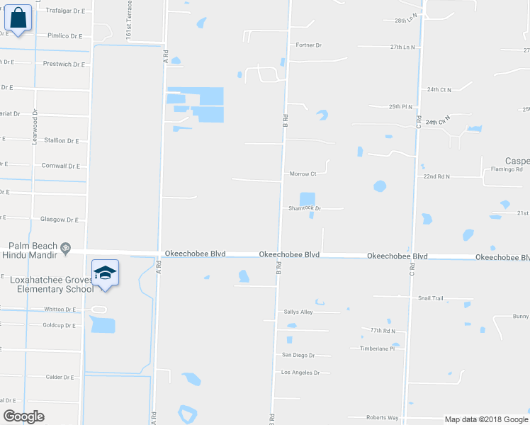 map of restaurants, bars, coffee shops, grocery stores, and more near 2177 B Road in Loxahatchee Groves