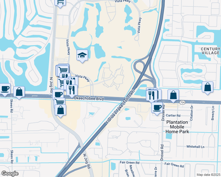 map of restaurants, bars, coffee shops, grocery stores, and more near 6492 Emerald Dunes Drive in Royal Palm Beach