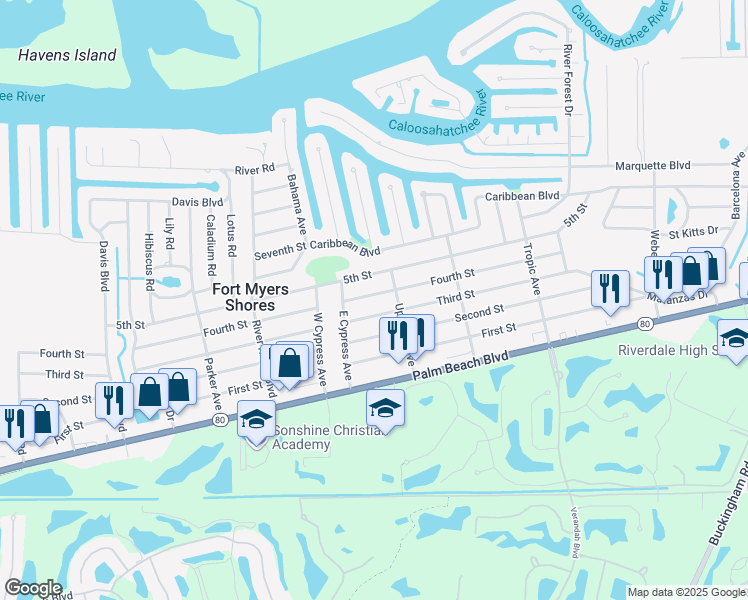 map of restaurants, bars, coffee shops, grocery stores, and more near 13231 Fourth Street in Fort Myers